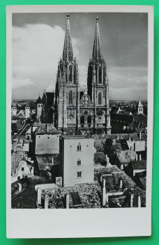 AK Regensburg / 1940er Jahre / Dom von Westen / Turm Dachlandschaft